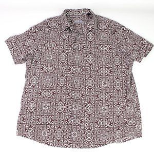 Tasso Elba Men's XXL Short Sleeve Button-Down Shirt Brown White Paisley Pattern